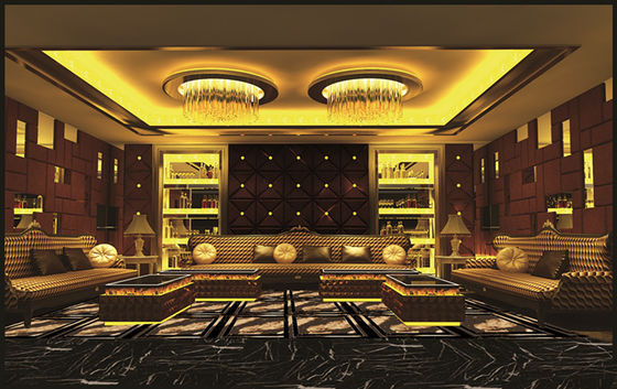 Gold Classical American Style Wooden Luxury Sofa Hotel Fabric KTV Sectional Sofa Set