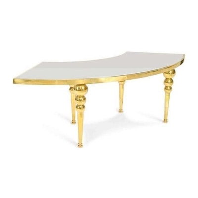 Curevd Glass Top Stainless Steel Leg Wedding Banquet Table