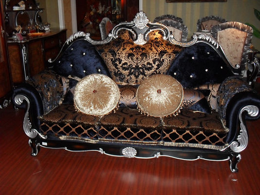 W stylu europejskim luksusowa sofa do salonu stolik kawowy francuska sofa z litego drewna rzeźbiona tkanina;