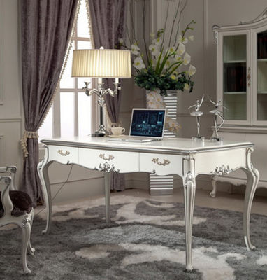 Błyszczące Royal Classic Home Office Biurka Luksusowy drewniany biały stół i krzesło do pisania
