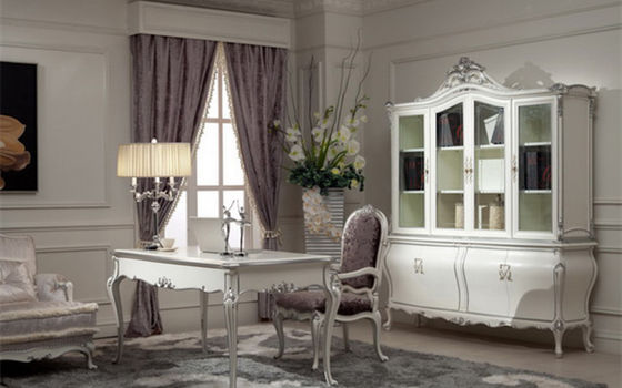 Błyszczące Royal Classic Home Office Biurka Luksusowy drewniany biały stół i krzesło do pisania