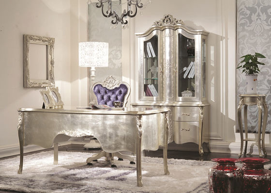 Błyszczące Royal Classic Home Office Biurka Luksusowy drewniany biały stół i krzesło do pisania