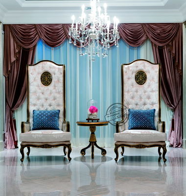 OEM ODM Luxury Wedding High Back Queen Throne Chair Velvet Solid Wood Hotel Furniture