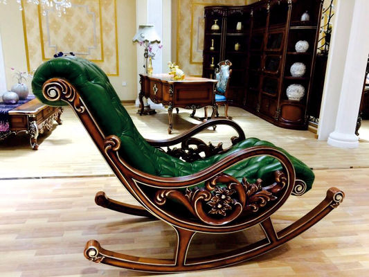 Zielony drewniany fotel w stylu europejskim Salon Relex Nowoczesny fotel bujany