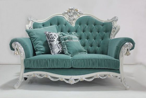 Cyan OEM Tufted Velvet Przekrój Drewniany Klasyczny Zestaw Sofa Salon 2 Siedzenia