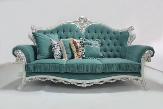 Cyan OEM Tufted Velvet Przekrój Drewniany Klasyczny Zestaw Sofa Salon 2 Siedzenia
