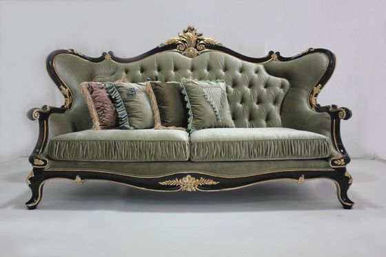 Cyan OEM Tufted Velvet Przekrój Drewniany Klasyczny Zestaw Sofa Salon 2 Siedzenia