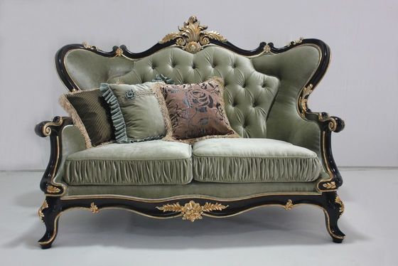 Cyan OEM Tufted Velvet Przekrój Drewniany Klasyczny Zestaw Sofa Salon 2 Siedzenia