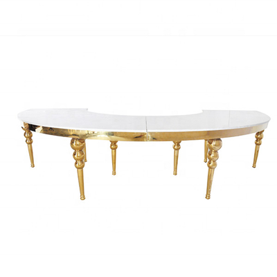 Curevd Glass Top Stainless Steel Leg Wedding Banquet Table